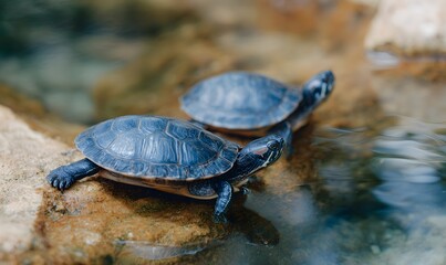 Fototapeta premium generate about adorable turtles captivate local enthusiasts with their charm and elegance with the theme located at the golden ratio point, without watermarks or logos