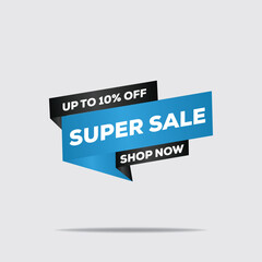 Sale Banner & Badge Set – Black & Blue 10% Discount Tags, Cyber Monday & Black Friday Offer Icons | Vector Illustration