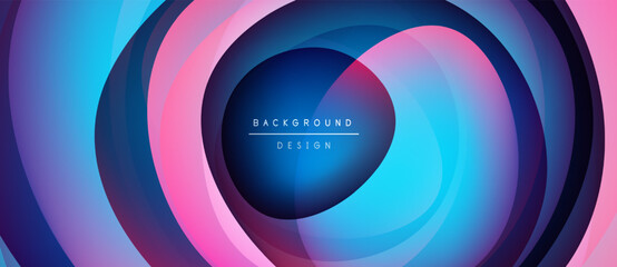 Abstract concentric circles, vibrant blues, pinks, purples. Modern design, central text reads background design. Smooth gradients create depth.