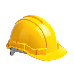 Fototapeta premium Yellow hard hat, shiny, protective headgear, isolated