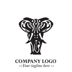 Majestic Elephant Logo Symbol in Black on White Background with Elegant Minimalist Modern Design