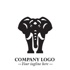 Majestic Elephant Logo Symbol in Black on White Background with Elegant Minimalist Modern Design