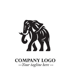 Majestic Elephant Logo Symbol in Black on White Background with Elegant Minimalist Modern Design