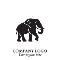 Majestic Elephant Logo Symbol in Black on White Background with Elegant Minimalist Modern Design