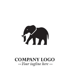Obraz premium Majestic Elephant Logo Symbol in Black on White Background with Elegant Minimalist Modern Design