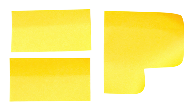 Yellow rectangles and "P" shape on black