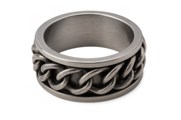 Stainless steel spinner ring with chain design