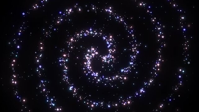 Cartoon glowing stars swirl animation. (loop)