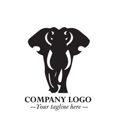 Majestic Elephant Logo Symbol in Black on White Background with Elegant Minimalist Modern Design