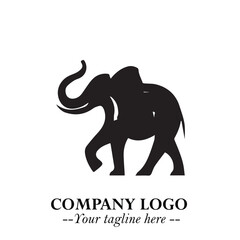Obraz premium Majestic Elephant Logo Symbol in Black on White Background with Elegant Minimalist Modern Design