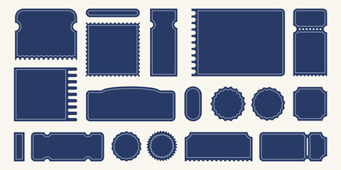 Vintage lottery sales tickets and vouchers, price badges and coupons. Stickers, flat backgrounds for romantic holiday marketing. Vector illustration.