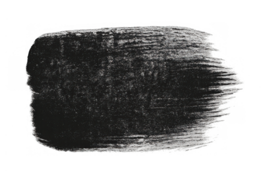 Black paint brush stroke with grunge texture. Abstract art element on transparent background