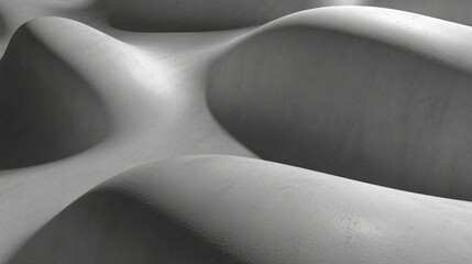 Abstract Gray Textured Background with Smooth Undulating Waves and Subtle Shadows