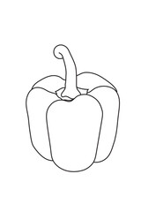 Illustration of a bell pepper, showcasing its smooth, rounded shape and distinctive stem in a clean, minimalist style