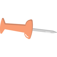 Orange Pushpin With Silver Metal Needle On Transparent Background Isolated Object Office Supply