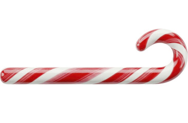 Fototapeta premium Red and white striped candy cane on a transparent background, PNG image, sweet festive treat