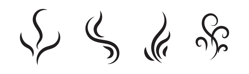 Obraz premium Smoke and Steam Icon Set. Hot Vapor, Smell, and Aroma Symbols. Cooking Fume and Warm Air Vector Collection.