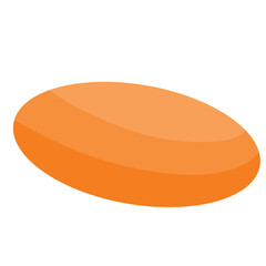 Orange Oval Shape Isolated on Transparent Background with Subtle Shadow and Smooth Texture