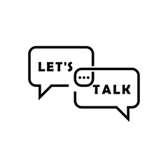 Speech bubble message let's talk concept icon isolated on white background