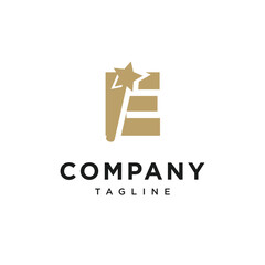 Letter E Magic Wand Logo Icon Vector