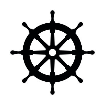 Silhouette of ship&rsquo;s wheel  nautical steering helm vector