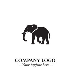 Majestic Elephant Logo Symbol in Black on White Background with Elegant Minimalist Modern Design