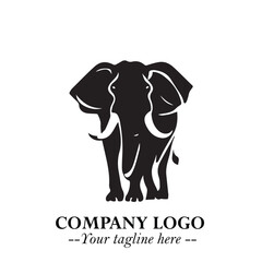 Majestic Elephant Logo Symbol in Black on White Background with Elegant Minimalist Modern Design