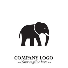 Majestic Elephant Logo Symbol in Black on White Background with Elegant Minimalist Modern Design
