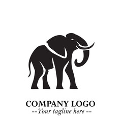 Majestic Elephant Logo Symbol in Black on White Background with Elegant Minimalist Modern Design