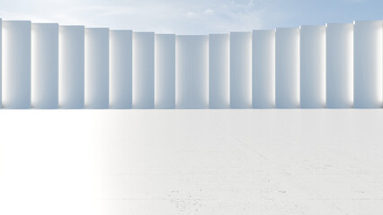 Minimalist architectural style car background rendered in 3D