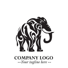 Majestic Elephant Logo Symbol in Black on White Background with Elegant Minimalist Modern Design