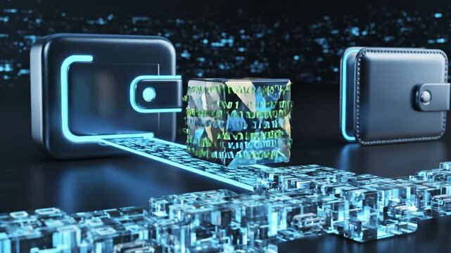 Experience the journey of digital currency as it moves from a secure wallet while showcasing intricate patterns and dynamic elements. Witness the future of finance unfold before your eyes.