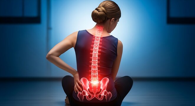 Radiating Spine and Pelvis Pain Illustration Showing Inflammation and Discomfort