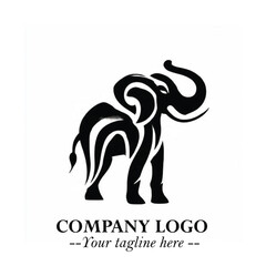 Majestic Elephant Logo Symbol in Black on White Background with Elegant Minimalist Modern Design