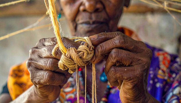 Detail Close Up Of Ancient Ritual Thread Weaving