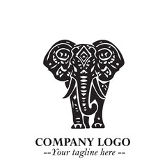Majestic Elephant Logo Symbol in Black on White Background with Elegant Minimalist Modern Design