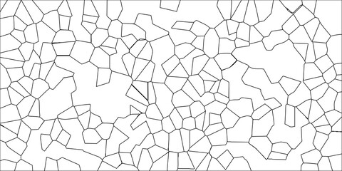 Abstract Geometric Pattern Vector Art With Irregular Polygonal Cells And Black Outlines On White Background