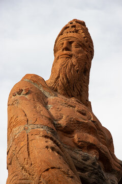 Statue of Argishti I, the king of ancient Urartu. March 12, 2023. Yerevan, Armenia