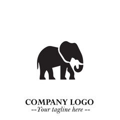 Majestic Elephant Logo Symbol in Black on White Background with Elegant Minimalist Modern Design