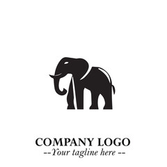Majestic Elephant Logo Symbol in Black on White Background with Elegant Minimalist Modern Design