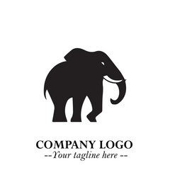 Majestic Elephant Logo Symbol in Black on White Background with Elegant Minimalist Modern Design