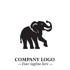 Majestic Elephant Logo Symbol in Black on White Background with Elegant Minimalist Modern Design