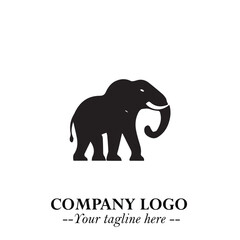 Majestic Elephant Logo Symbol in Black on White Background with Elegant Minimalist Modern Design