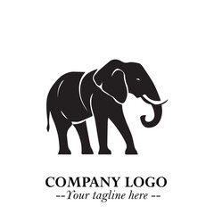 Majestic Elephant Logo Symbol in Black on White Background with Elegant Minimalist Modern Design