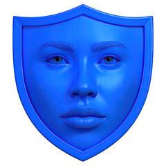 Blue face in shield shape