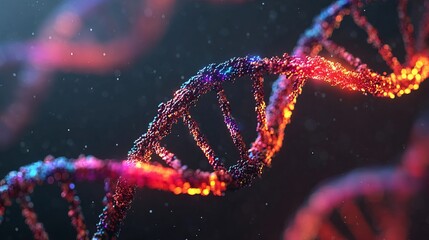 Captivating DNA double helix with vibrant colors symbolizing genetic research and groundbreaking scientific innovation for medical advancements