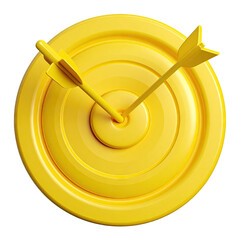 Yellow bullseye hit with two arrows, stylized & rendered
