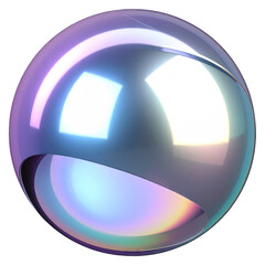 Glossy sphere, curved cut-out, iridescent sheen, gradients
