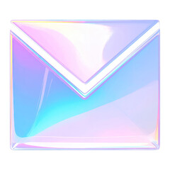 Iridescent envelope icon, glassy, email symbol