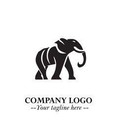 Majestic Elephant Logo Symbol in Black on White Background with Elegant Minimalist Modern Design